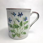 Vintage Japan Stoneware Coffee Tea Mug Lovely Violet Flowers 8oz 