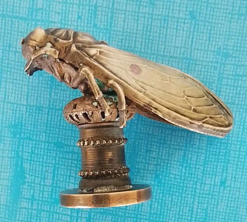 19TH WONDERFUL ANTIQUE VINTAGE ORIGINAL CICADA STATUE WAX SEAL VICTORIAN C.1880
