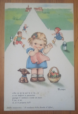 ILLUSTRATED AND SIGNED MARIAPIA - DO RE MI FA SOL .. PLAYFUL CHILDREN AND DOG