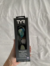 TYR Vectra Racing Adult Fit Mirrored Swim Goggles Gold/Black Anti Fog Durafit