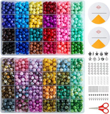 1300 Pcs round Glass Beads for Jewelry Making   8Mm Beads in 48 Colors, 2 Box Se
