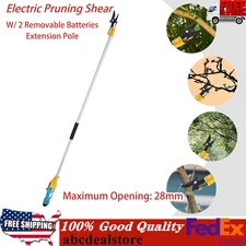 Electric Pruner Cordless Pruning Shears Extension Pole +2 Lithium Battery NEW
