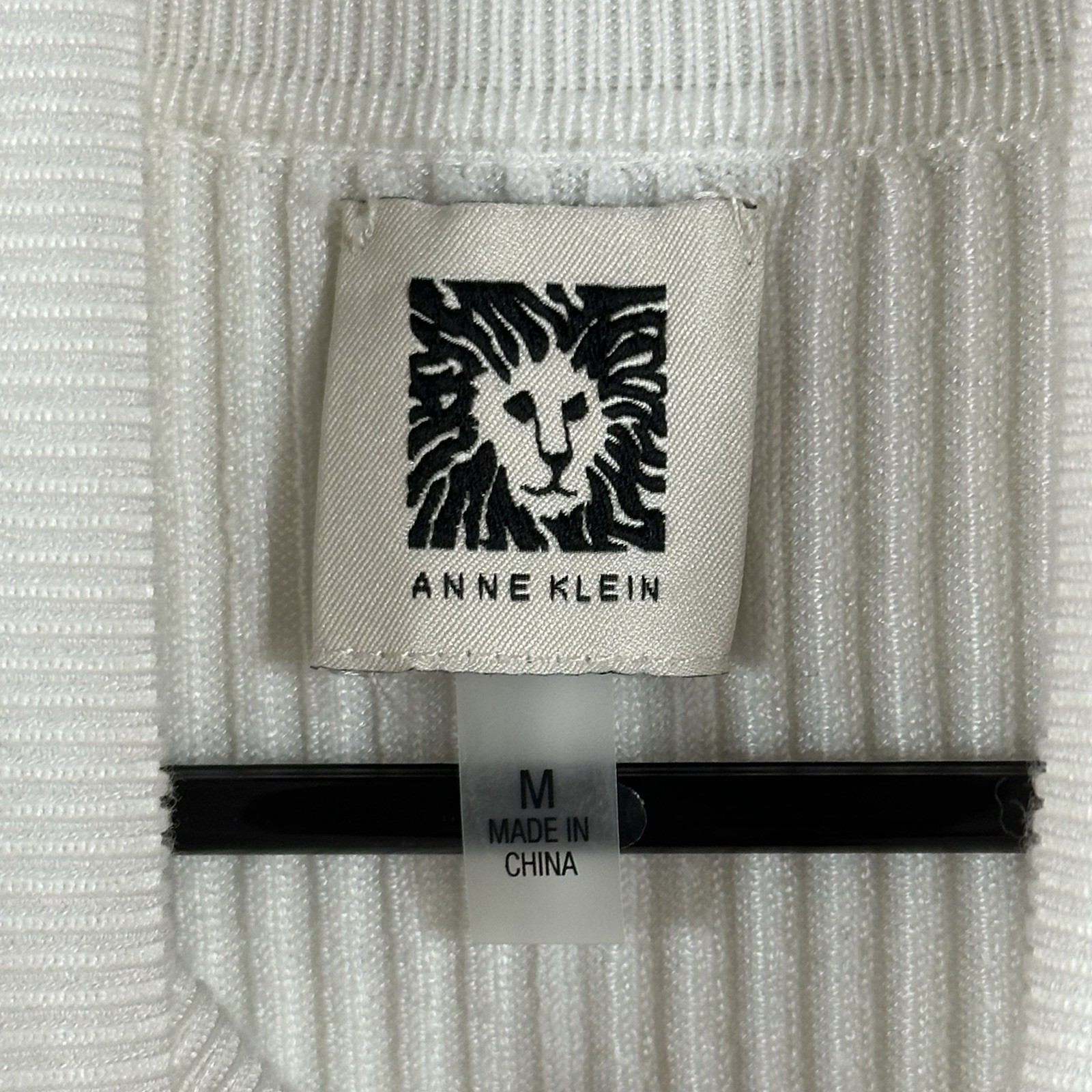 Anne Klein White Ribbed Turtleneck Sweater Gold Button Detail Size M image 2