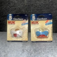 2 Vintage HTF Gerber Nuk Latex Pacifier Size 2 6-18months Blue