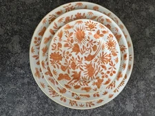 Mottahedeh Sacred Bird and Butterfly - 3 plates - dinner, salad/dessert, butter