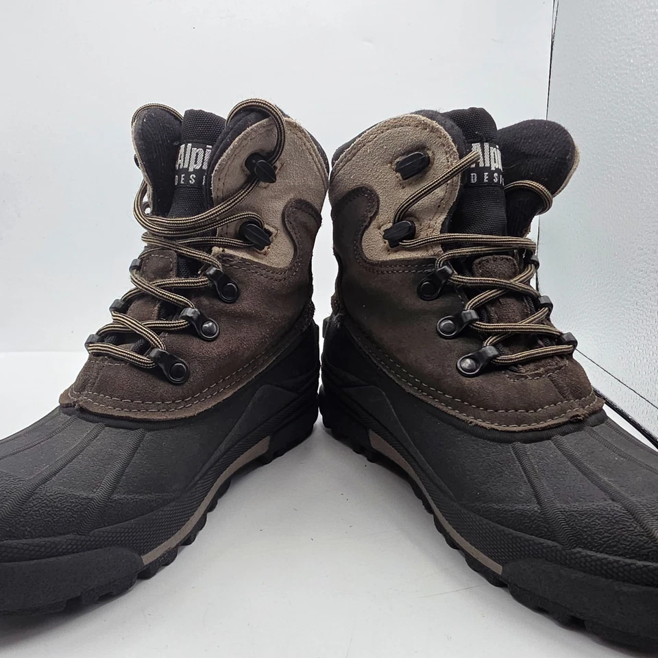 Alpine Design Kids Waterproof Winter Boots Size 4 Brown Black Insulated Warm Foto 3 de 4