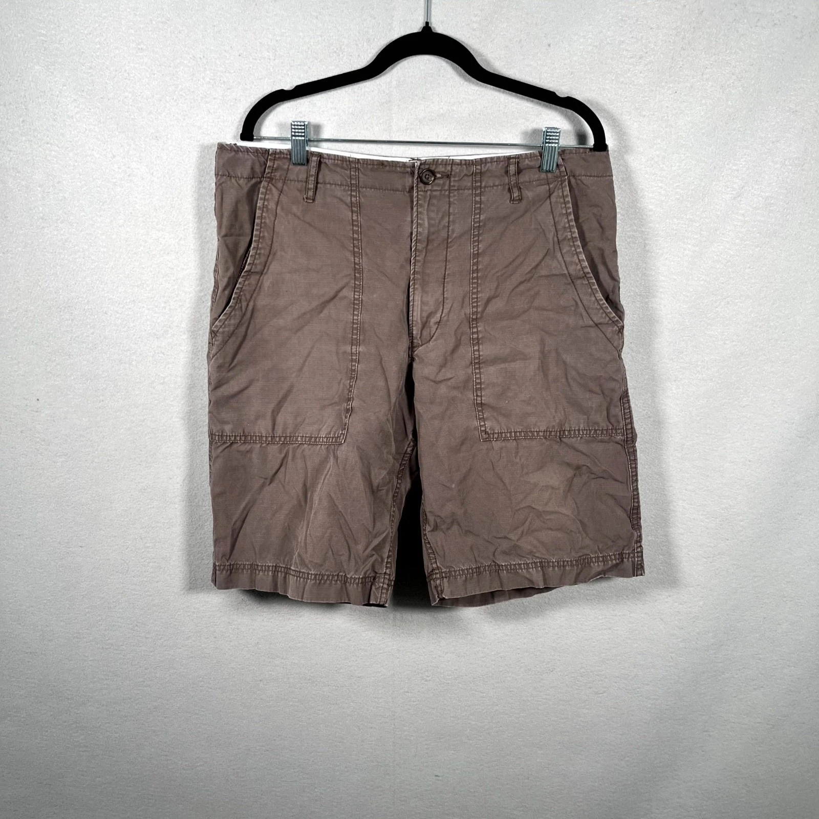 Banana Republic Chino Shorts Mens 34 Brown Ripstop Slash Pockets Outdoor Hiking