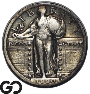 1920 D Standing Liberty Quarter 25C Silver Coin VF Key Date