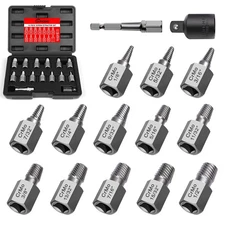 15 Pieces Screw Extractor Set, Easy Out Bolt Extractor Kit, 3/8" Inch Drive H...