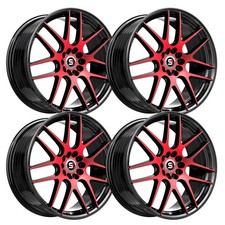 Set-4 Spec-1 Sp-65 17x8 5x114.35x120 42mm Black Red Wheels Rims 17 Inch