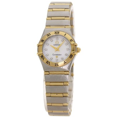 Omega Constellation Mini 12P Diamond SS and K18YG Ladies Watch 1262.75 Used