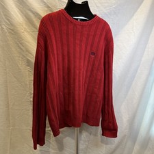 Vtg Chaps Crew Neck Long Sleeve Fisherman Stitch Red Sweater Men  s Sz. Large