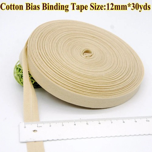 Cinta de encuadernación sesgada de algodón, 12 mm, 30 yardas hágalo usted mismo material de costura hecha a mano - Imagen 32 de 32