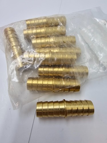 Pack of 10 1/2 X 1/2” Hose Barb Union Splicer Brass Pipe Fitting Gas Water Air - Picture 2 of 5
