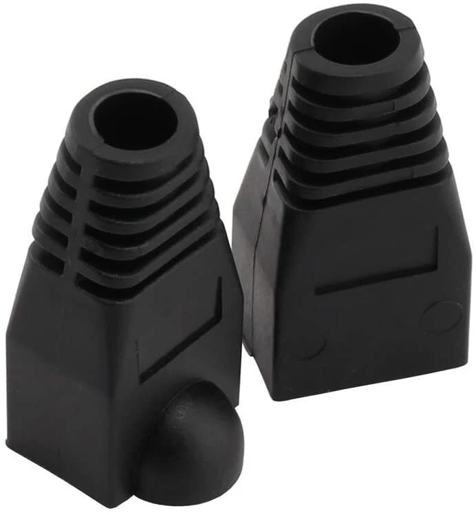 Cat5e Cat5 Cat6 RJ45 Boot End Cap Black Connector Modular Head Plug Cable Lot - Image 4 of 4