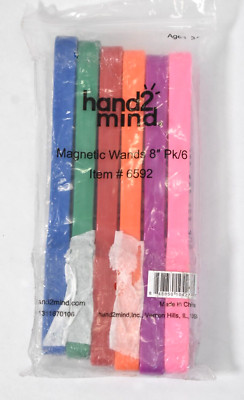 Hand2Mind Rainbow Magnetic Wand Set 8'' Decor 6 Pack Assorted Colors 6592