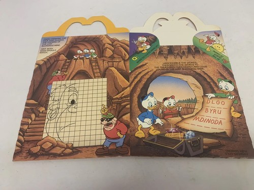 Scatola vintage rara McDonald's 1987 Duck Tales Happy Meal Box impasto verso ovest - Foto 4 di 11