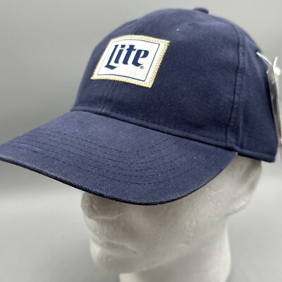 Miller Lite Baseball Hat NEW w. Tags Navy Embroidered Adjustable One Size Sample