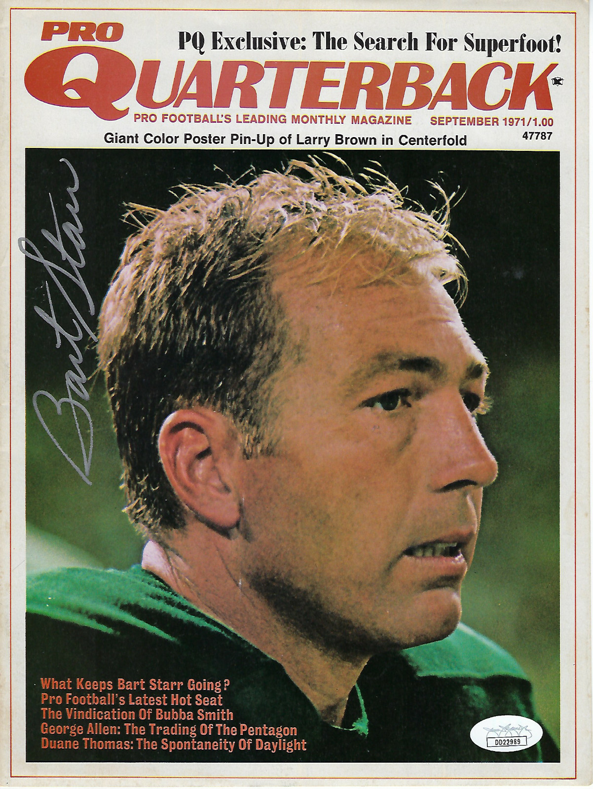 Bart Starr Autographed Signed Green Bay Packers 1971 PACKERS Pro Quarterback magazine cover JSA AUTO 