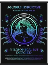Aquarius Horoscope Zodiac Sign Poster with Hanger or Download Horoscope Wall Art