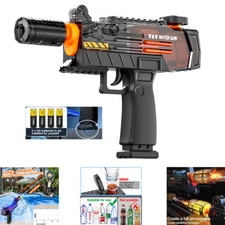 Squirt Water Gun Long Range Auto Shooting Electric Water Gun with Muzzle Flame