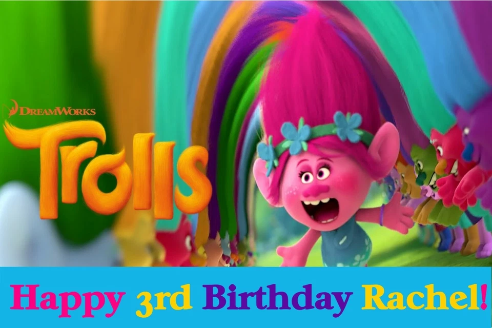 3x6 Trolls vinyl Birthday Banner - Image 2 of 2