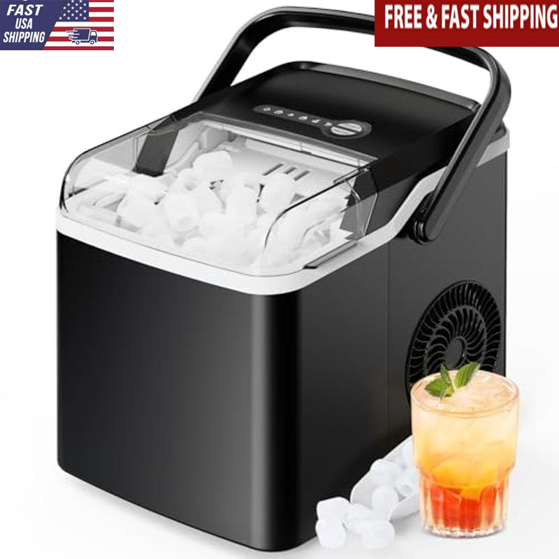 Portable Ice Maker 26lbs/24Hrs Self-Cleaning Bullet Ice Home RV Kitchen Party US