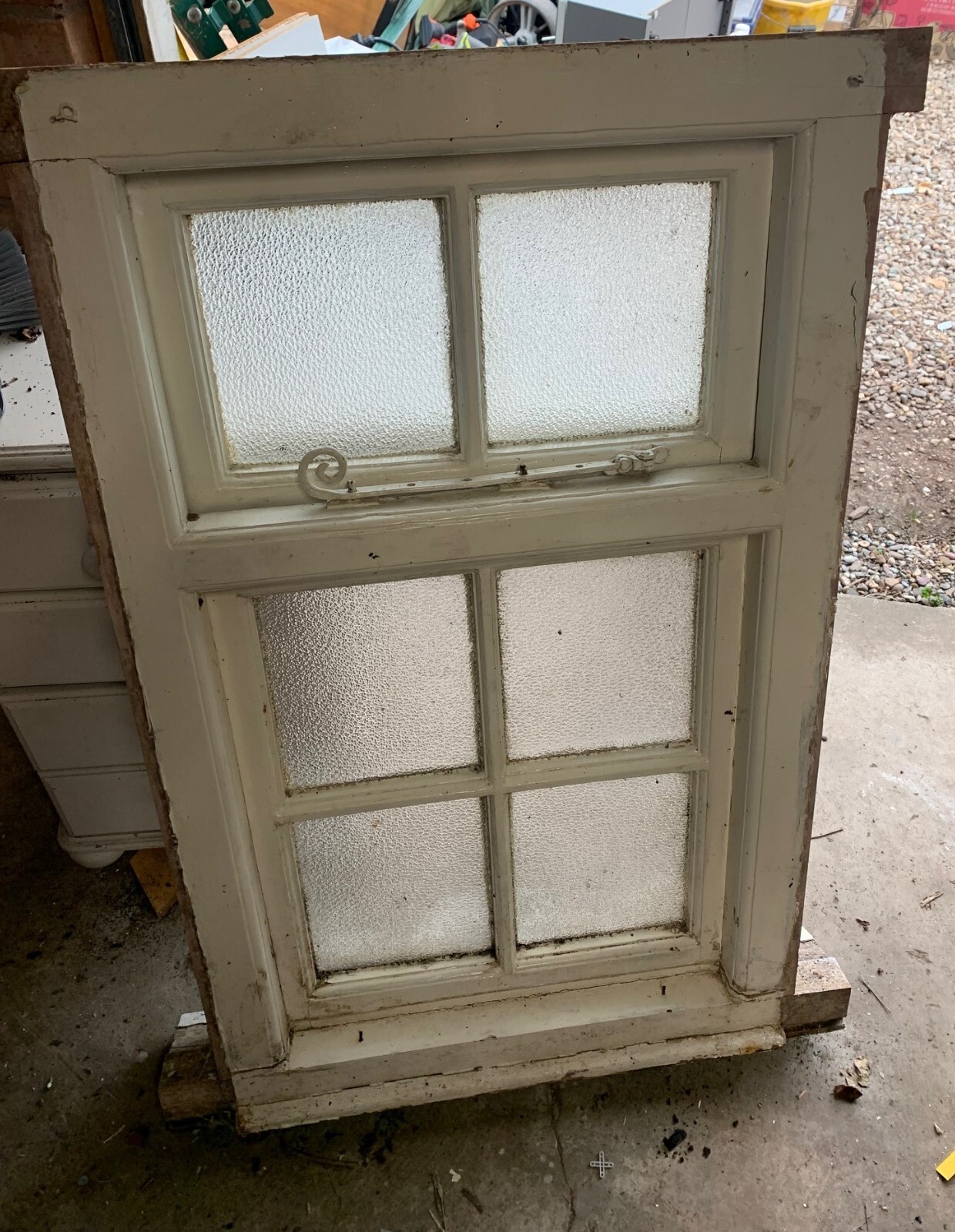 1920s Antique Privacy Pitch Pine Window totally original with dew