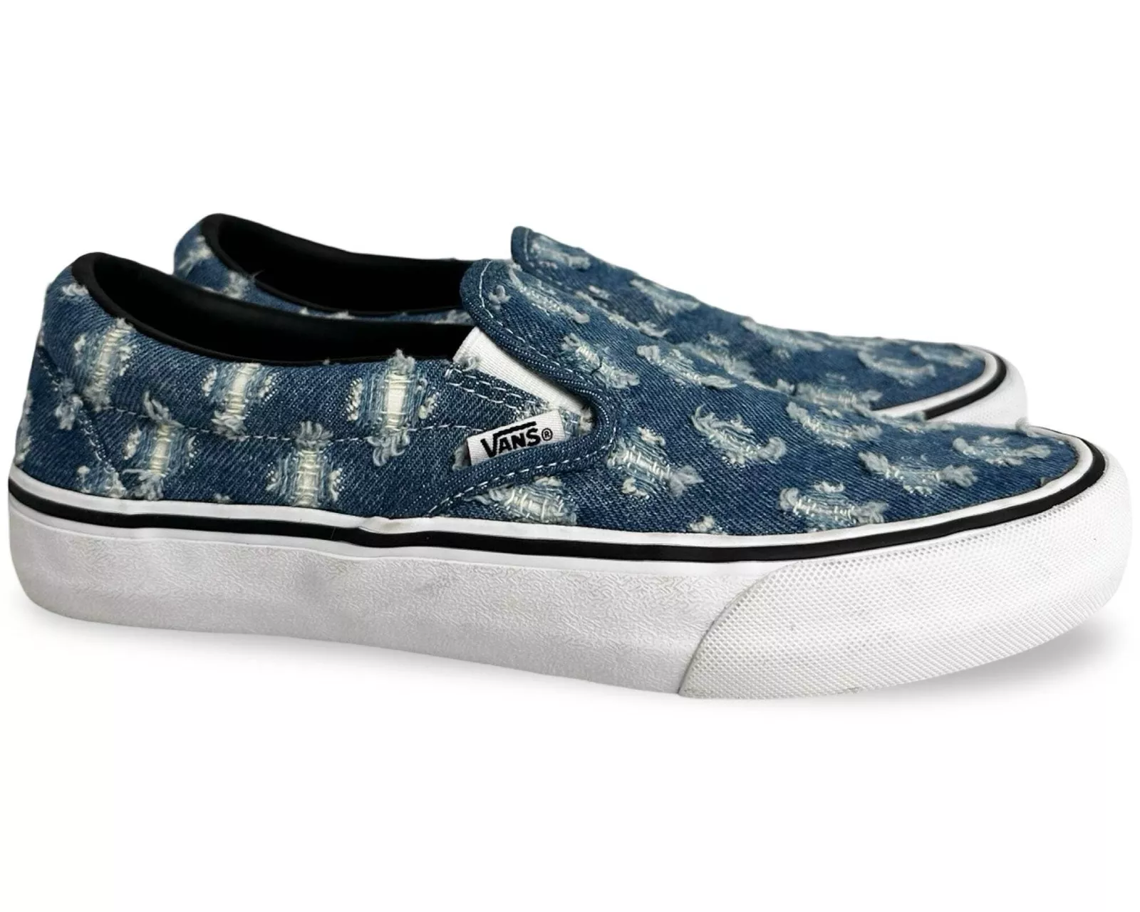 Taille 8,5   Vans Slip On Trou Supreme Punch Denim Bleu VN0A38DD2DD