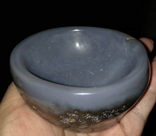 312g Achat Schale handgeschnitzt natürliche Form & Färbung 3” Durchmesser 1 1/2” tief - Bild 1 von 9