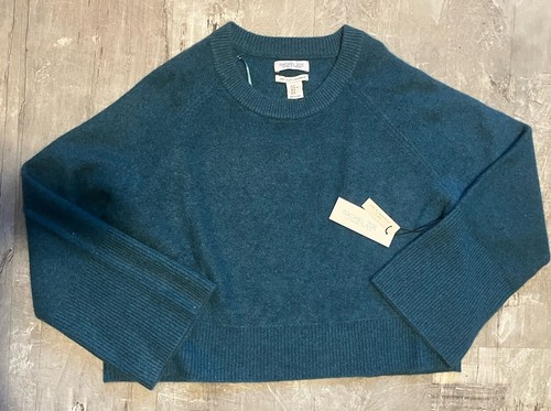 Maglione Tahari 2 strati cashmere donna XL blu verde manica larga crop nuovo con etichetta - Foto 6 di 7