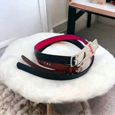 CAT  JACK Girls Belt 2-Pack Brown Solid Medium Width Size Large NWT