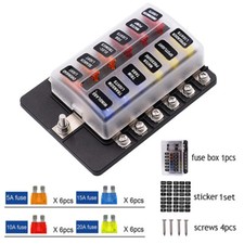 12V 12-Way ATC ATO Blade Fuse Box Holder Power Block For Car RV Trailer Boat