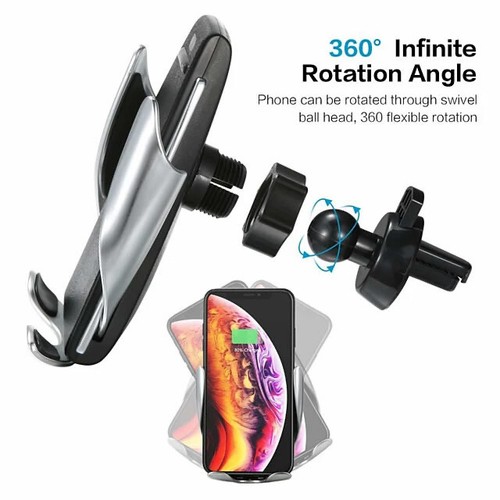 CARICATORE wireless auto Porta cellulare supporto Smartphone BOCCHETTE ARIA Auto - Foto 9 di 12