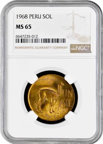 Peru 1 sol 1968, NGC MS65, "República del Perú (1918 - 1985)" Pop 3/4