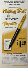 1951 Eversharp Reporter Ball Point Pen Floating Point Writes Vintage Print Ad