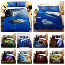 Sea Animals Shark Duvet Cover Set Pillowcases Bedding Set Single Double King UK
