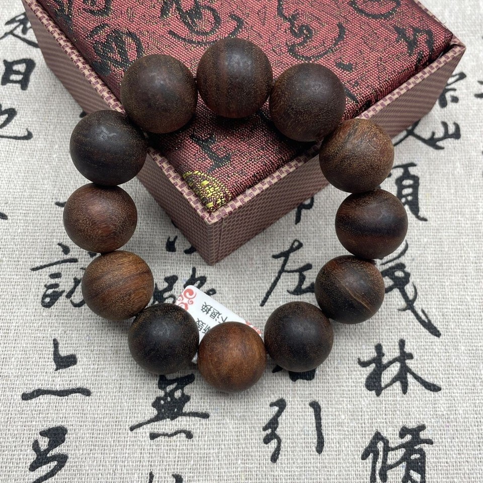 20mm Natural Vietnam Nha Trang Red Earth Agarwood Beads Men Woman Lucky