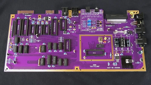 Commodore 64  C64 Sixtyclone Motherboard, Purple 250466, No main chips, PAL NTSC