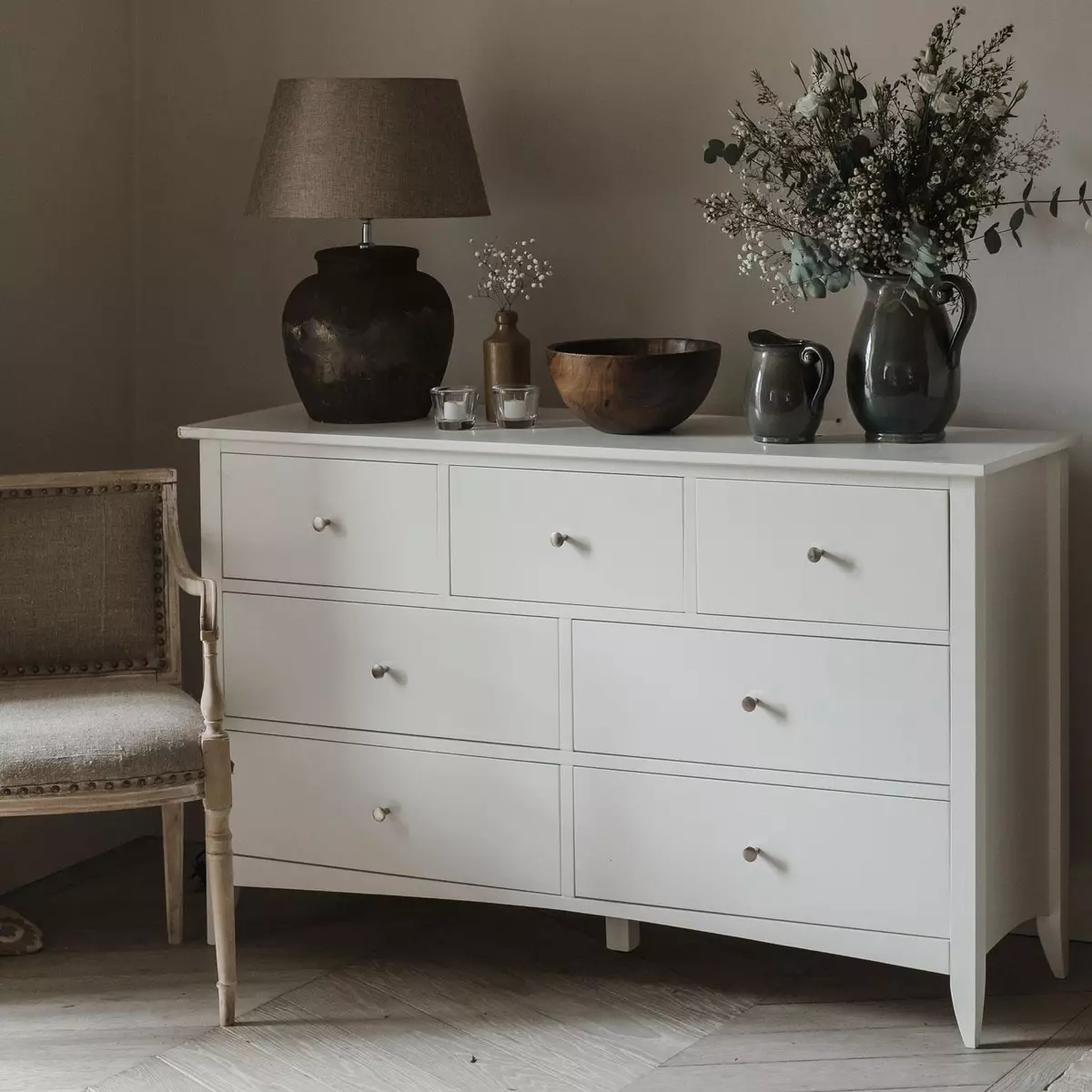 White Chest of Drawers Large Dresser Wide 7 Drawer EdwardHopper BedroomFurniture