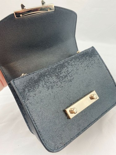 NWT Furla Mini Julia Pochette glitter Crossbody Bag In black - Picture 4 of 11