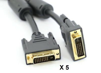 Restposten 5 x DVI-D 24+1 Pin Dual Link Kabel Stecker auf Stecker vergoldet 2m CDL-DV202