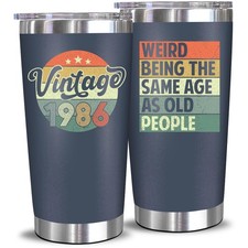 NewEleven 40th Birthday Gift For Men Women - 20 Ounces, Vintage 1986 Navy