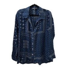 Elliott Lauren Linen Button Up Bandana Shirt ...
