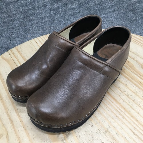 Troentorp Shoes Womens 41 Van Gogh Casual Slip On Wedge Clogs Brown Leather - Picture 3 of 17
