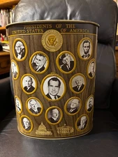 Vintage J.L. Clark 1969 President of the United States trash can 13" Tall
