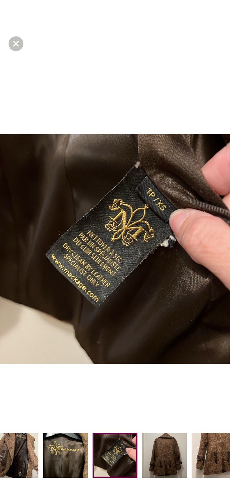 Mackage Brown Button Belted Collared Leather Trim… - image 8