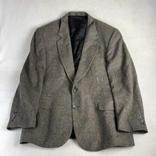 Robert Stock Mens Vintage Brown Micro Check Two Button Blazer Sport Coat 44R