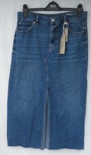 LADIES MARKS AND SPENCER MEDIUM INDIGO DENIM COTTON MAXI SKIRT SIZE 14