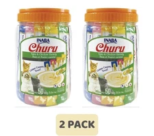 (2 Pack)Inaba Churu Tuna & Chicken Puree Variety Pack Lickable Cat Treat, 50 Ct